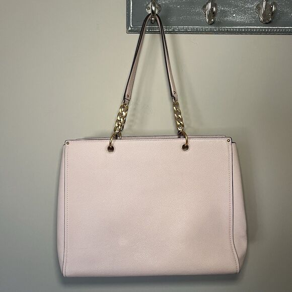 Tory Burch Everly  Shell Pink Pebble Leather Tote Handbag Gold Hardware Designer - Picture 4 of 16